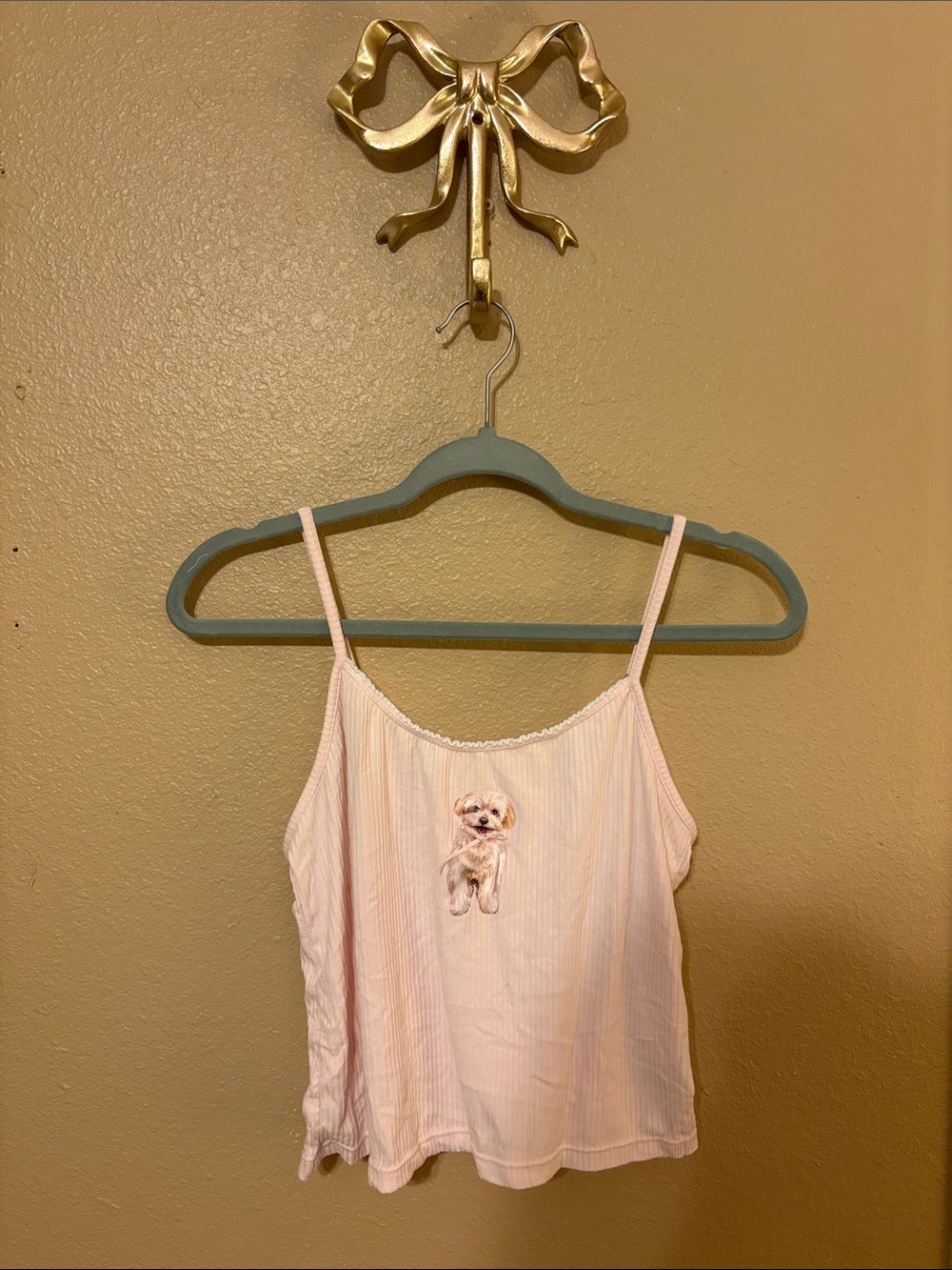 Soft Pink Women's Puppy-Embroidered Sleep Cami